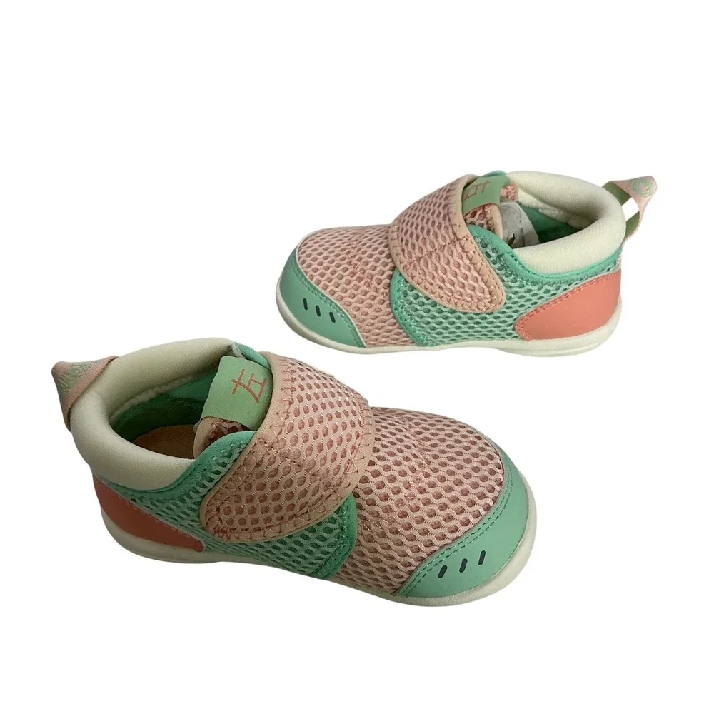 Katetu Toddler Easy-On Walking Shoes Pink Green Mesh Sneakers Size 6 Toddler NEW